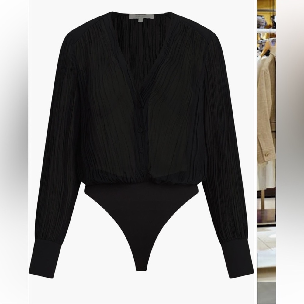 Favorite Daughter The Change Me Plisse Bodysuit in Black Size Small - Picture 2 of 7